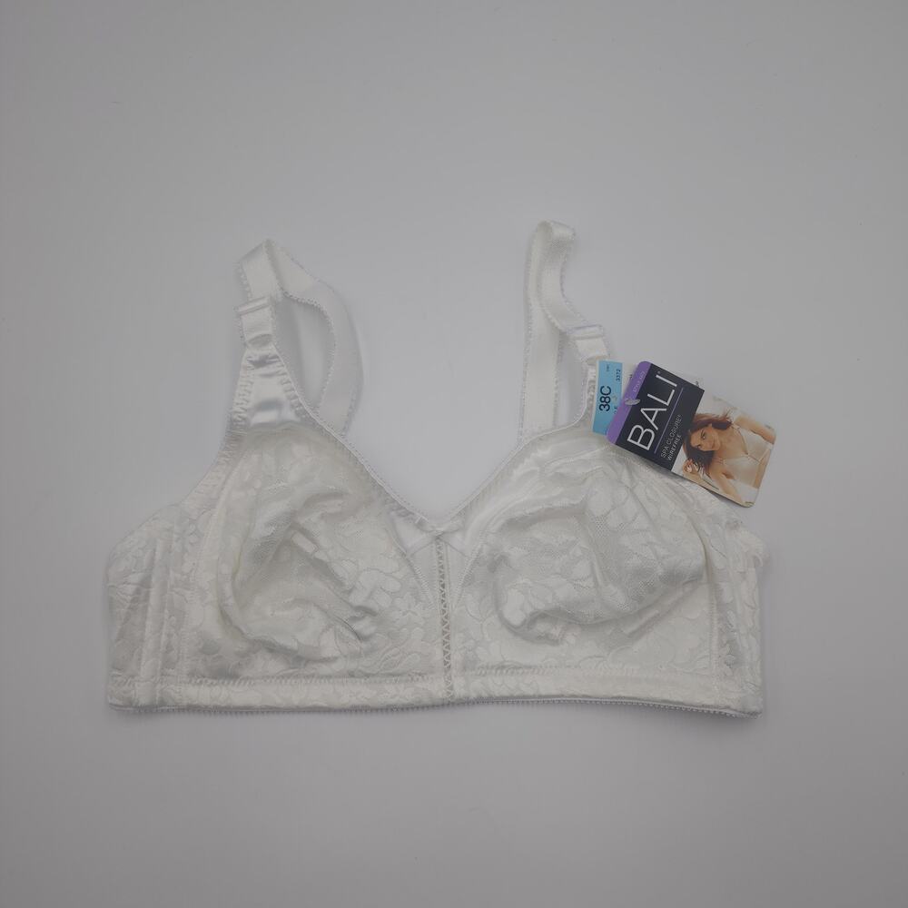 Bali Double Support Lace Wireless Bra in White Size 38C